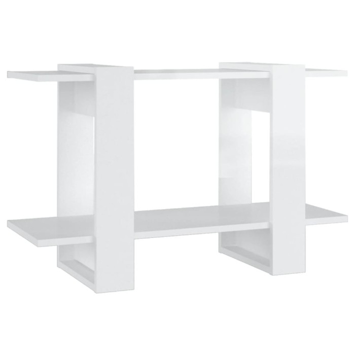 Biblioteca/Separator camera, alb extralucios, 80x30x51 cm