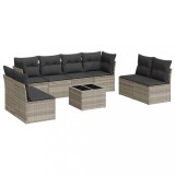 Set canapele de gradina cu perne, 9 piese gri deschis poliratan