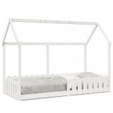 Gossi cadru pat tip casa pentru copii alb 90x200 cm lemn masiv de pin
