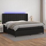 Cumpara ieftin Pat cu arcuri, saltea și LED, negru, 200x200cm, piele ecologică
