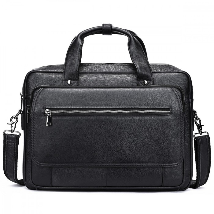 Geanta laptop 16&#039; din piele naturala, BUSY LDY&amp;GTM&reg; Elit, neagra