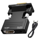 Cumpara ieftin Adaptor HDMI la VGA, Jack 3,5 mm, 1080P, Negru