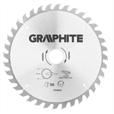 Panza ferastrau circular 36 dinti varfuri HM 216x30mm GRAPHITE 57H679 HardWork ToolsRange foto