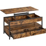 VASAGLE Masuta de cafea cu blat reglabil pe inaltime, cu sertare si spatii de depozitare, stil industrial, 100x50x63 cm, maro vintage Household NewTre