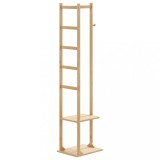 Suport pentru haine cu c&acirc;rlige și rafturi 38,5x30x156 cm bambus