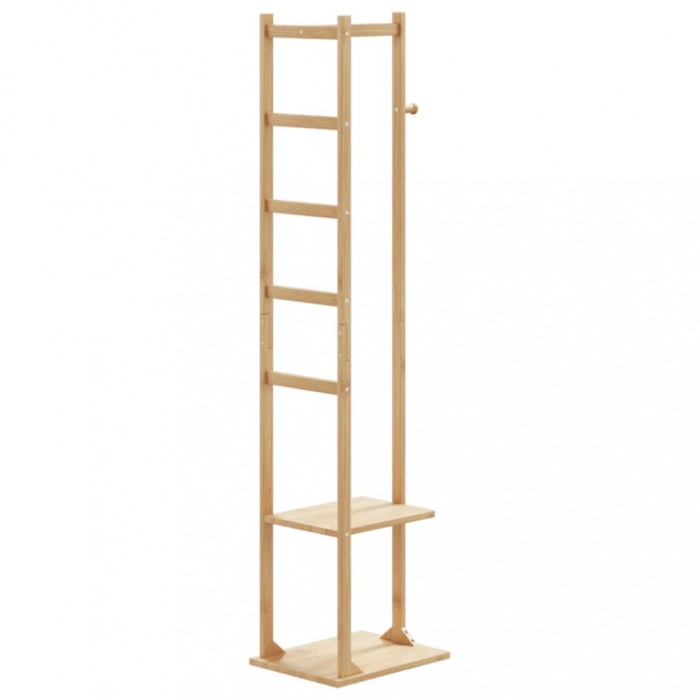 vidaXL Suport pentru haine cu c&acirc;rlige și rafturi 38,5x30x156 cm bambus 4008918