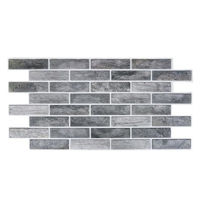 Panou decorativ,&amp;nbsp;PVC, model caramida 3D, nuante gri inchis, 96x48.5 cm foto