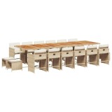 Cumpara ieftin Set mobilier de gradina cu perne, 17 piese, bej, poliratan