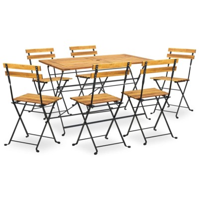 vidaXL Set mobilier de exterior pliabil, 7 piese, lemn masiv de acacia foto