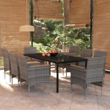 VidaXL Set mobilier de grădină cu perne, 9 piese, gri și negru