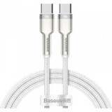 Cablu alimentare si date Baseus Cafule Metal, Fast Charging Data Cable pt. smartphone, USB Type-C la USB Type-C 100W, braided, 1m, alb