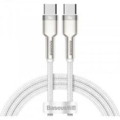 Cablu alimentare si date Baseus Cafule Metal, Fast Charging Data Cable pt. smartphone, USB Type-C la USB Type-C 100W, braided, 1m, alb