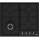 Plita incorporabila Beko HBIAG64225SB, 4 arzatoare, Gaz, Wok, Siguranta flacara, Negru