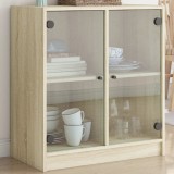 vidaXL Dulap lateral cu uși din sticlă, stejar sonoma, 68x37x75,5 cm 836422