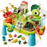 Cumpara ieftin Masuta de activitati interactiva cu apa, parc acvatic cu dinozauri, cascada, pescuit si accesorii, picioare detasabile