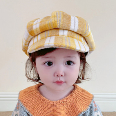 Bereta in carouri galbene pentru fetite - Chic (Marime Disponibila: 4 ani) foto