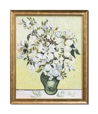 Tablou celebru inramat pictat manual, Trandafiri albi, 55x45cm ulei pe panza reproducere Vincent van Gogh foto