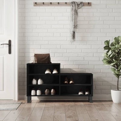 vidaXL Pantofar, negru, 102x36x60 cm, lemn compozit foto