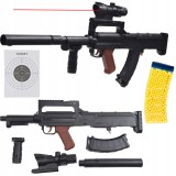 Pușcă de jucărie cu arc 6 mm BB, 74 cm, lunetă cu laser, accesoriu tip amortizor detașabil +800 bile BB