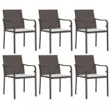 Cumpara ieftin Scaune de gradina cu perne, 6 buc., maro, 56x59x84 cm poliratan