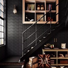 Set 10 Placi Tapet 3D 35 x 38 cm, 3 mm, 1.33 mp, Negru