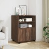 Gossi dulap cu roti, stejar maro, 60x48x81 cm, lemn compozit