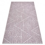 Covor COLOR 47176260 SISAL linii, triunghiuri, cikcakk bej / roz roșu, 140x200 cm, Dreptunghi