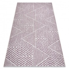 Covor COLOR 47176260 SISAL linii, triunghiuri, cikcakk bej / roz roșu, 80x150 cm
