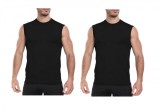 Cumpara ieftin Set 2 topuri de compresie pentru barbati HovSiyla, maiou sport, negru, XL - OUTLET