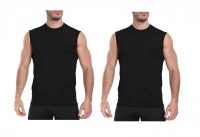 Set 2 topuri de compresie pentru barbati HovSiyla, maiou sport, negru, XL - OUTLET foto