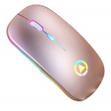 Cumpara ieftin Mouse Nou YINDIAO A2, 1600dpi, 4 Butoane, RGB, Roz-Gold, Wireless NewTechnology Media