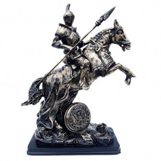 Statueta calaret in armura de lupta pe cal cu sulita, 29 cm, 413GC