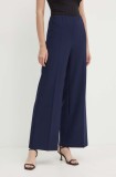 Sandro Ferrone pantaloni femei, culoarea albastru marin, drept, high waist, SFS18XBDALTEA