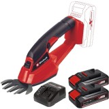 Einhell GC-CG 18/1 Li PXC + Twinpack CB + 4514095 - Masina de tuns gard viu 100 cm + Set 2 acumulatori si incarcator Li-Ion 18 V 2.5 Ah