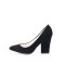 CH2467-1 Pantofi negri din imitatie piele intoarsa si toc lat