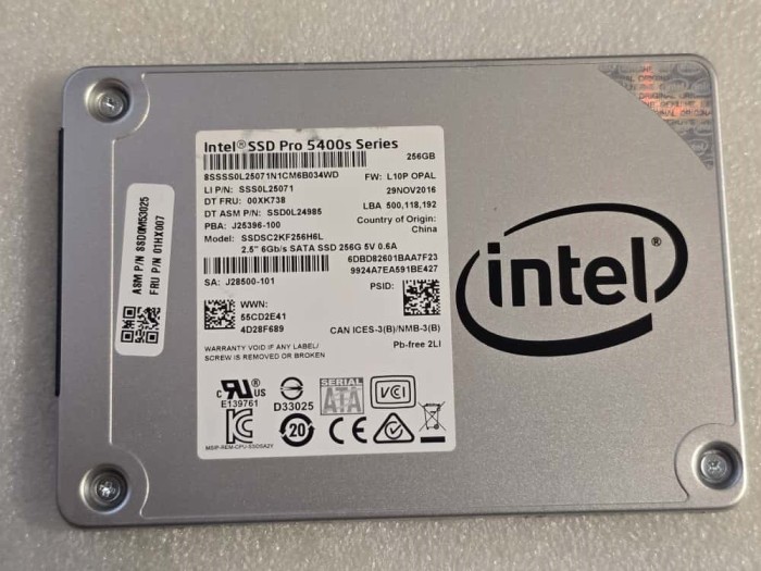 Solid-State Drive (SSD) Intel Pro 5400S SATA SSD 256GB (SSDSC2KF256H6L)