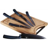 Set de Cutite cu tocator bambus, 6 piese , Aquamarine Collection, Berlinger Haus, BH 2553, albastru
