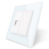 Priza internet simpla Livolo VL-C791C-11, incastrat, rama din sticla inclusa, alb