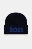 BOSS caciula din amestec de lana culoarea albastru marin, din tesatura neteda, 50524348
