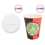 VidaXL Cești de cafea din h&acirc;rtie cu capace 1000 buc 4oz 100ml