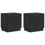 vidaXL Dulap de noapte 2 pcs Negru 43 x 34,5 x 44,5 cm Lemn prelucrat 895218