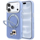 Husa MagSafe pentru Apple iPhone 18 Pro / 17 Pro, Karl Lagerfeld, Ring Stand 360 Karl &amp; Choupette Pin, Bleu