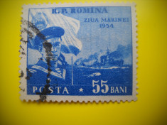 HOPCT LOT NR 322 ZIUA MARINEI ROMANE 1954 -1 TIMBRE VECHI-STAMPILAT ROMANIA foto