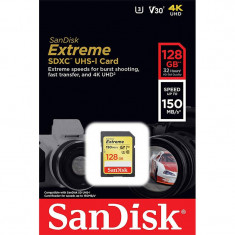 Card Sandisk Extreme SDXC 128GB 150Mbs Clasa 10 U3 V30 foto