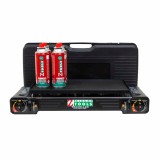 Pachet aragaz camping 2 ochiuri inox cu aprindere electrica si 4 butelii 410ml