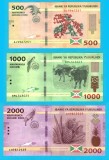 Burundi SET 3x (p#50+51+52) 500+1000+2000 Francs 2023 UNC; (ROG CITITI DETALIILE!)