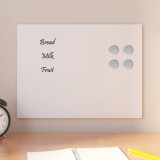 Tablă Magnetică de Perete vidaXL, 40x30 cm, Sticlă Securizată, Albă, Tabla de scris