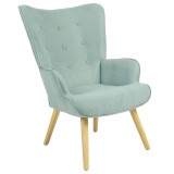 Cumpara ieftin Fotoliu Fluffy material textil verde lila - culoare lemn natural 75x69x96cm
