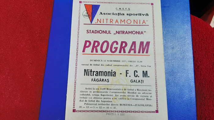program Nitramonia Fagaras - FCM Galati