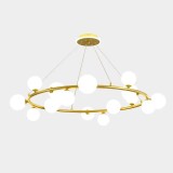 Candelabru modern, culoare corp auriu, 15 globuri albe, dulie G9, inaltime reglabila 1M